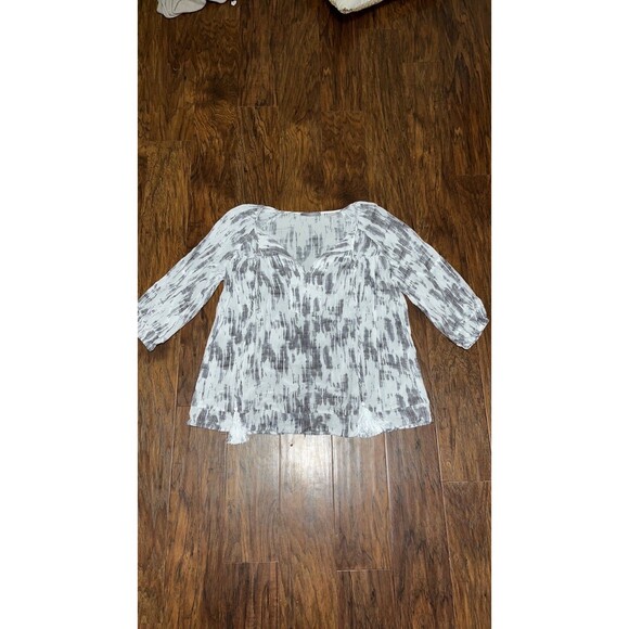 Womens Tart white and gray 1/2 sleeved peasant blouse balloon sleeve workwear - Picture 2 of 6